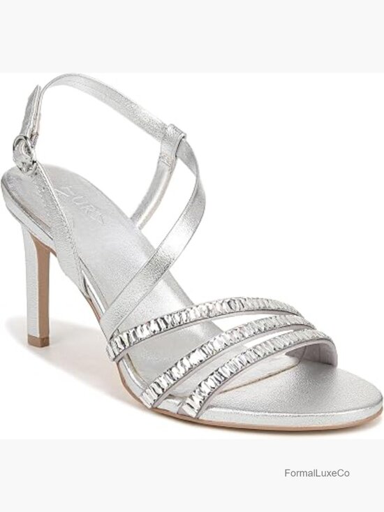 Shoes - Strappy Slingback Heeled Sandals with Crystal Details - 7.5 M